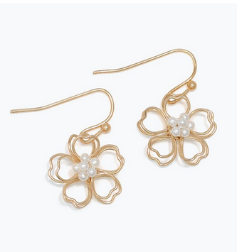 Gold Wire Flowers w/ Pearls