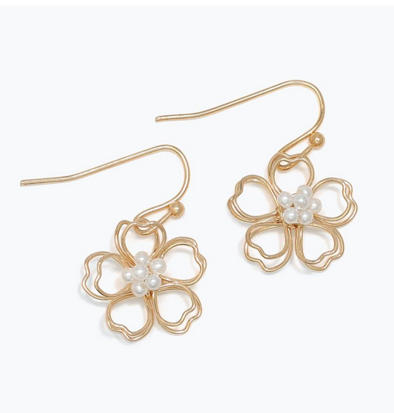 Gold Wire Flowers w/ Pearls