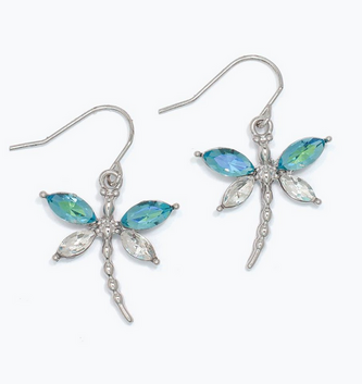 Blue & Clear Dragonfly Earrings