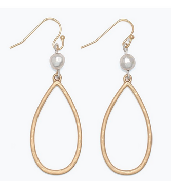 Gold Drop w/ Silver Bead Earrings