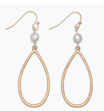 Gold Drop w/ Silver Bead Earrings