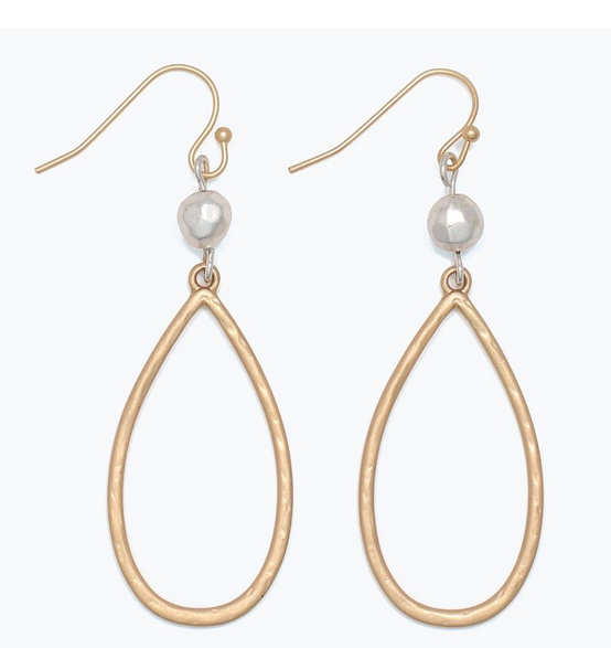Gold Drop w/ Silver Bead Earrings