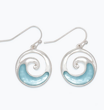 Silver Wave w/ Aqua Earrings