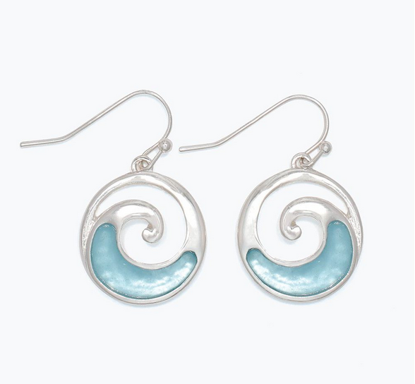 Silver Wave w/ Aqua Earrings