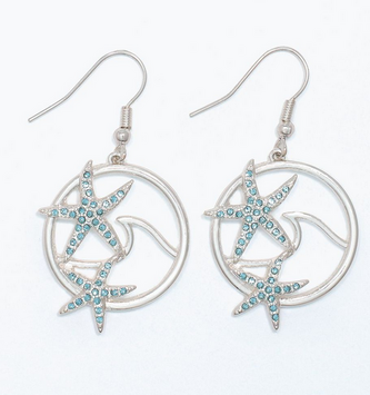 SIlver Wave w/ Starfish Earrings