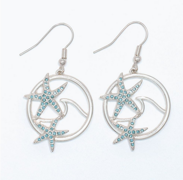 SIlver Wave w/ Starfish Earrings