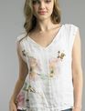 Tempo Paris Linen Sleeveless Floral Top by: Tempo Paris (2-Colors)