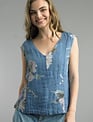 Tempo Paris Linen Sleeveless Floral Top by: Tempo Paris (2-Colors)