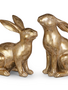 Set of 2 9" Gold Leaf Rabbits