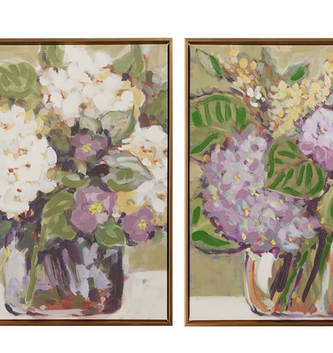 Set of 2 Hydrangea Gold Framed Wall Art