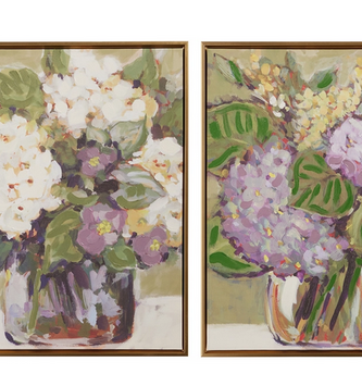 Set of 2 Hydrangea Gold Framed Wall Art