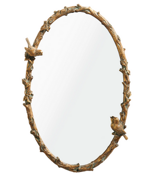 28" Bird on Branch Oval Wall Mirror