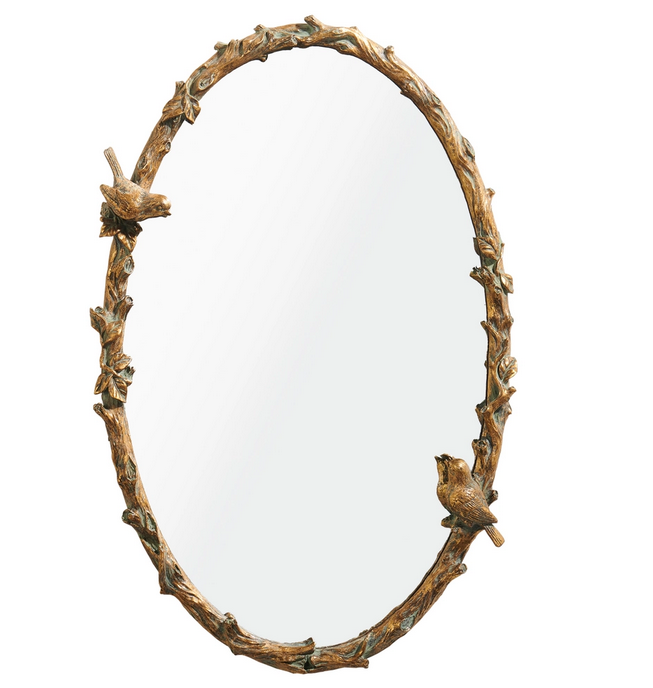 28" Bird on Branch Oval Wall Mirror
