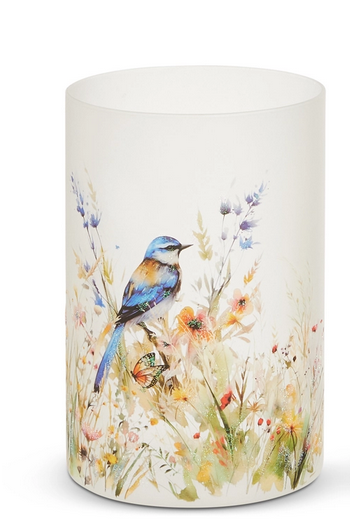 Blue Bird Glass Candle Holder (2-Sizes)
