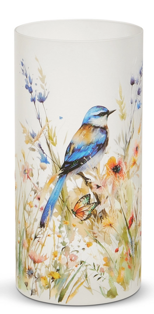 Blue Bird Glass Candle Holder (2-Sizes)