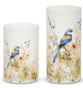Blue Bird Glass Candle Holder (2-Sizes)