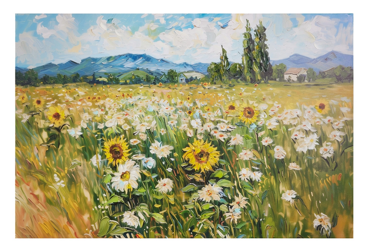 35.5" Wildflower Mountain Textured Wall Art