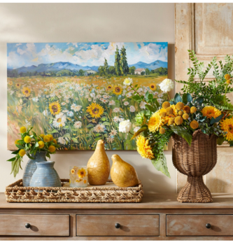 35.5" Wildflower Mountain Textured Wall Art