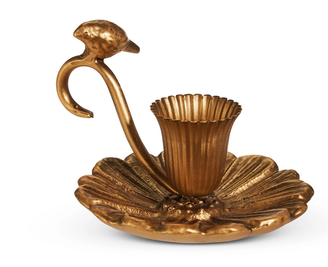 5.25" Golden Bird Taper Candle Holder