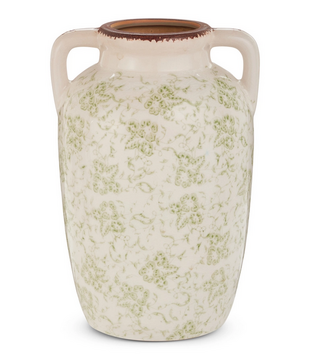 Double Handled Ceramic Crackle Floral Vase