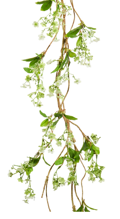 5-ft White Flowering Garland
