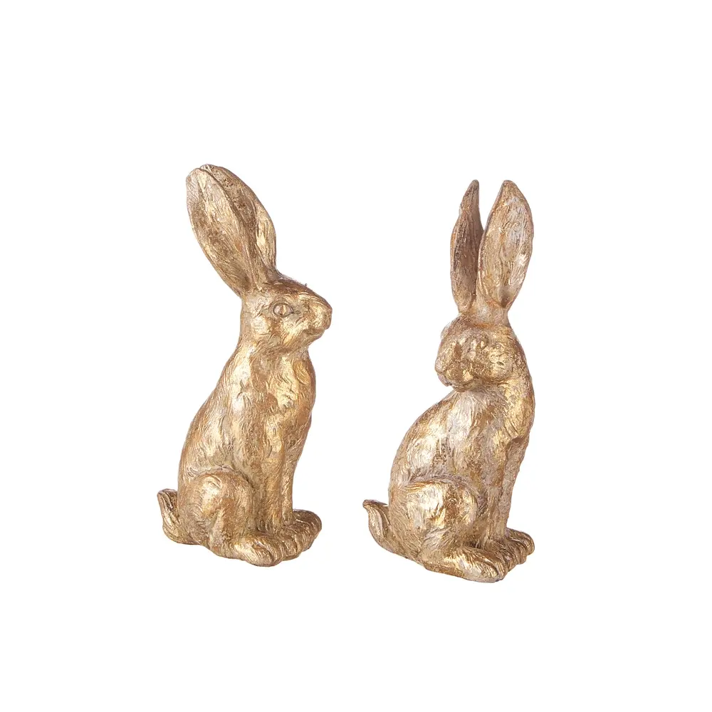 Set of 2 Small Gold Leaf Rabbits