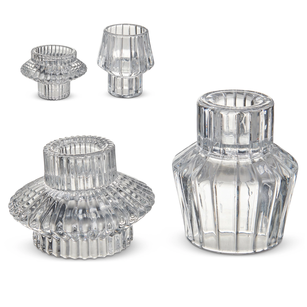 Reversible Glass 3" Vintage Candle Holder