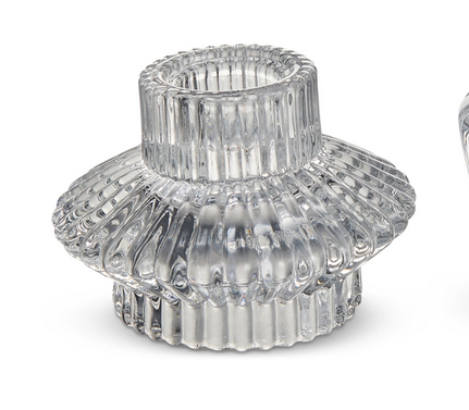 Reversible Glass 3" Vintage Candle Holder