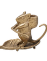 Cast Metal Mouse on Leaf Taper Candle Holder