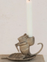 Cast Metal Mouse on Leaf Taper Candle Holder