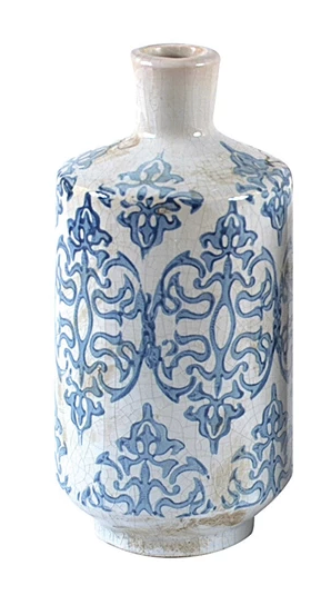 Medium Blue Print Floral Vase (3-Styles)