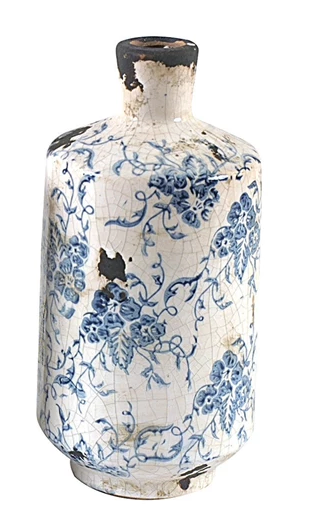 Medium Blue Print Floral Vase (3-Styles)