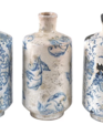 Medium Blue Print Floral Vase (3-Styles)