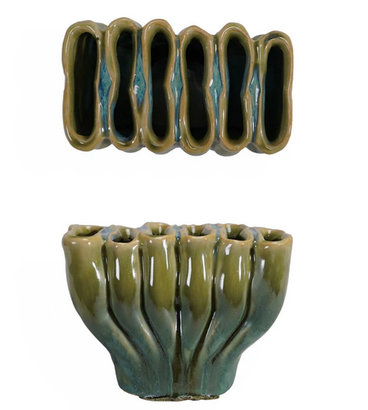 Green Stoneware Multi Vase (2-Sizes)