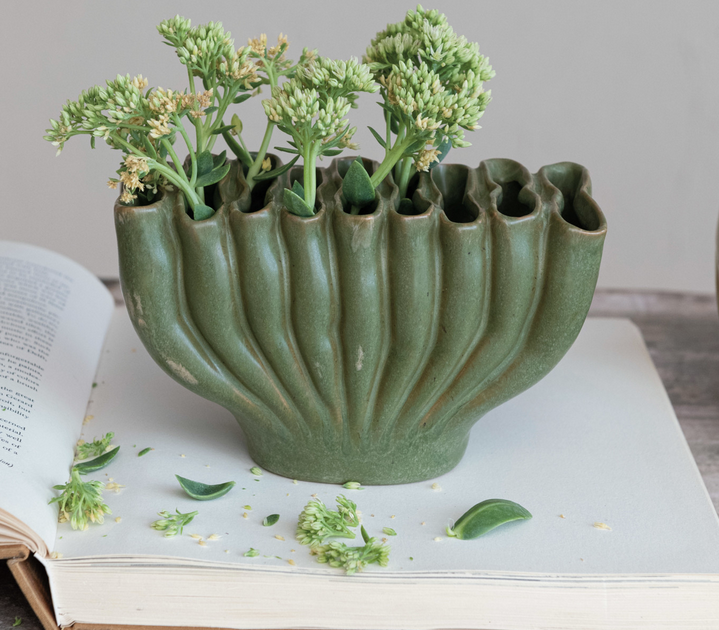 Green Stoneware Multi Vase (2-Sizes)