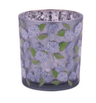 Glass Blue Hydrangea Candle Holder (3-Sizes)