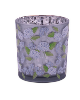 Glass Blue Hydrangea Candle Holder