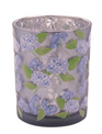 Glass Blue Hydrangea Candle Holder