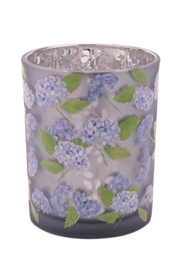 Glass Blue Hydrangea Candle Holder