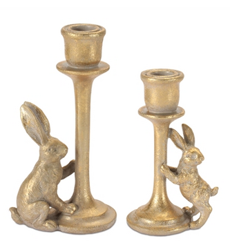 Set of 2 Taper Bunny Candlesticks