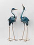 Set of 2 Blue Metal Herons