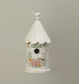 Metal Embossed Floral Birdhouse