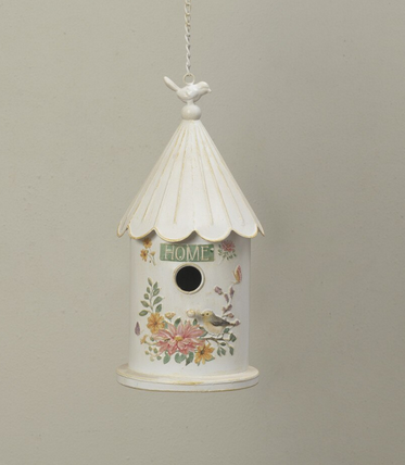 Metal Embossed Floral Birdhouse