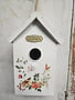 9.65" Metal Embossed Bird House with Wooden Roof