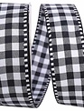 1.5" x 10 Yds Black and White Gingham Wired Ribbon