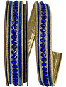 Blue Jeweled Velvet Wired Ribbon