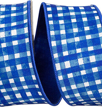 2.5" x 10 Yds Royal Blue Check Dupioni Ribbon