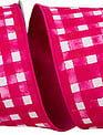 4" x 10 Yds Pink and White Check Dupioni Ribbon