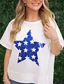 Patriotic Blue Sequined Star Top