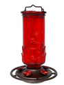 Ruby Embossed Glass Hummingbird Feeder